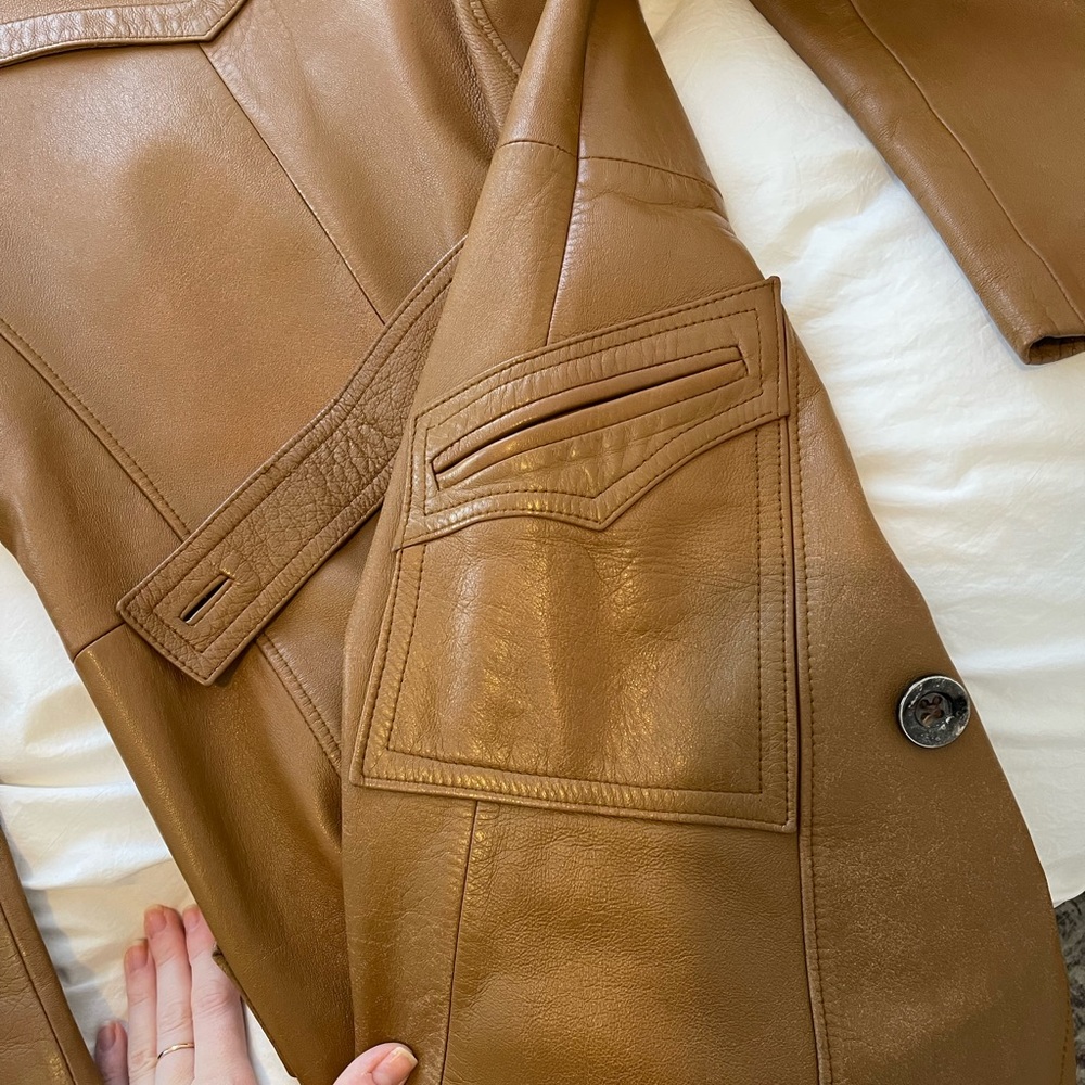 Vintage 100% Leather Coat - Picture 9 of 14